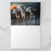 Greyhound Snowy Sleigh Kerstmisdecor Kaart (Binnen)