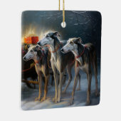 Greyhound Snowy Sleigh Kerstmisdecor Keramisch Ornament (Rechts)