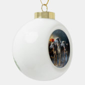 Greyhound Snowy Sleigh Kerstmisdecor Keramische Bal Ornament (Links)