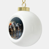 Greyhound Snowy Sleigh Kerstmisdecor Keramische Bal Ornament (Rechts)