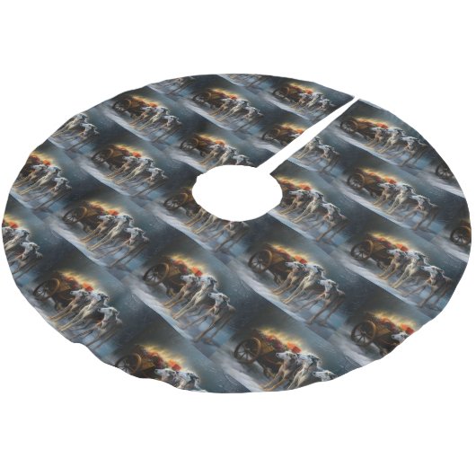 Greyhound Snowy Sleigh Kerstmisdecor Kerstboom Rok (Gekanteld)