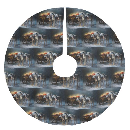 Greyhound Snowy Sleigh Kerstmisdecor Kerstboom Rok (Voorkant)