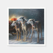 Greyhound Snowy Sleigh Kerstmisdecor Servet (Voorkant)