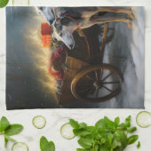 Greyhound Snowy Sleigh Kerstmisdecor Theedoek (Gevouwen)