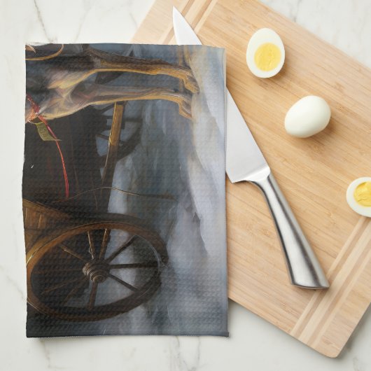 Greyhound Snowy Sleigh Kerstmisdecor Theedoek (Quarter Fold)