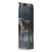 Greyhound Snowy Sleigh Kerstmisdecor Thermosbeker (Geroteerd rechts)
