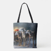 Greyhound Snowy Sleigh Kerstmisdecor Tote Bag (Achterkant)