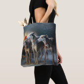 Greyhound Snowy Sleigh Kerstmisdecor Tote Bag (Dichtbij)