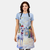 Greyhound Snowy Village Santa Hat Christmas Art Schort (Gedragen)