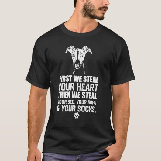 Greyhound Steal je hart steelt je bed en sofa T-shirt (Voorkant)