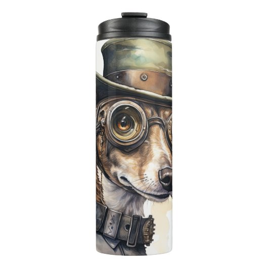 Greyhound Steampunk Hond Thermosbeker (Voorkant)