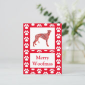 Greyhound stekelhond Silhouet Rood Vrolijk Kerstfe Briefkaart (Staand voorkant)