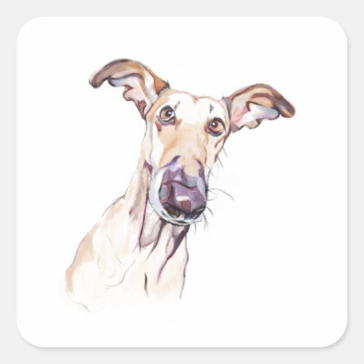 Greyhound Sticker, Laptop Hond Label (Voorkant)