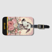 Greyhound te midden van de bloeiende rozen van de  bagagelabel (Voorkant (horizontaal))