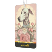 Greyhound te midden van de bloeiende rozen van de  luchtverfrisser (Links)