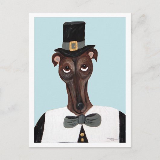 Greyhound Thanksgiving Pelgrim Briefkaart (Voorkant)