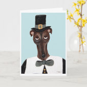 Greyhound Thanksgiving Pelgrim Kaart (Gele Bloem)