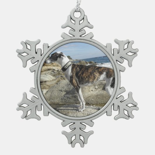 Greyhound Tin Sneeuwvlok Ornament (Voorkant)