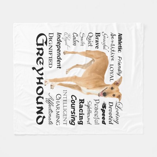 Greyhound Traits Fleece Blanket (Voorkant (Horizontaal))