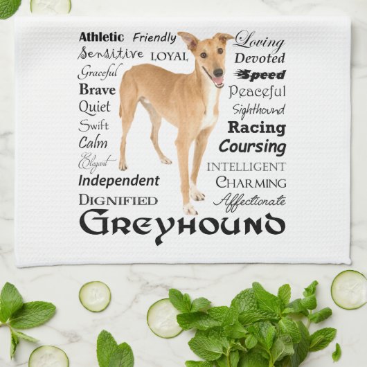 Greyhound Traits Kitchen Towel Theedoek (Gevouwen)