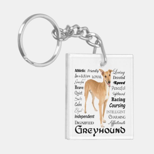 Greyhound Traits Sleutelhanger (Voorkant Links)