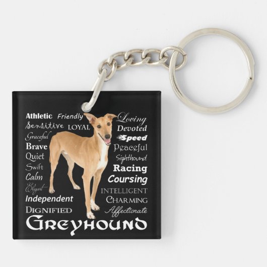 Greyhound Traits Sleutelhanger (Achterkant)