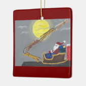 Greyhound Trekt Sinterklaas slee Keramisch Ornament (Links)