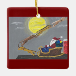 Greyhound Trekt Sinterklaas slee Keramisch Ornament