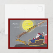 Greyhound trekt slee van Sinterklaas Briefkaart (Voorkant / Achterkant)