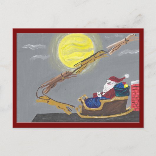 Greyhound trekt slee van Sinterklaas Briefkaart (Voorkant)
