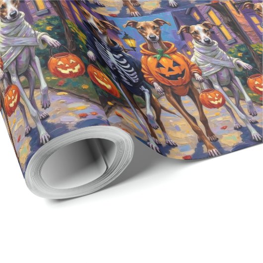 Greyhound Trick-or-Treating in Halloween kostuums Cadeaupapier (Rol Hoek)