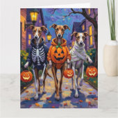 Greyhound Trick-or-Treating in Halloween kostuums Kaart (Voorkant)