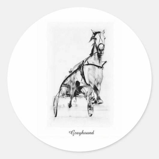 Greyhound Trotter Ronde Sticker (Voorkant)