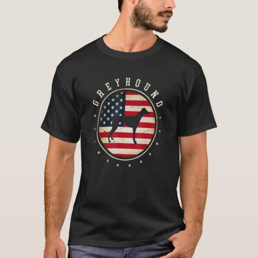 Greyhound Usa Flag 4 juli Dog mam T-shirt (Voorkant)