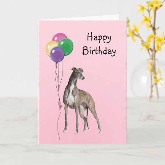 Greyhound, Verjaardagsballonnen Kaart (Gele Bloem)