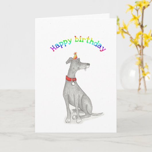 Greyhound verjaardagskaart kaart (Gele Bloem)