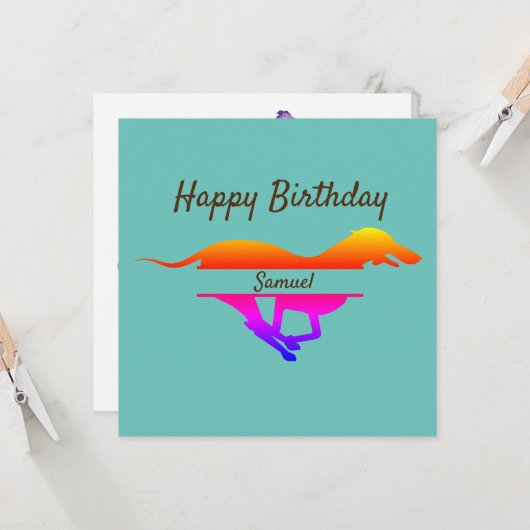 Greyhound verjaardagskaart kaart (Voorkant / Achterkant in situ)