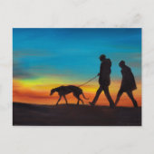 Greyhound Walk op Sunset Dog Art Briefkaart (Voorkant)
