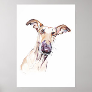 Greyhound-waterverfposter, hondenliefhebber-huisde poster