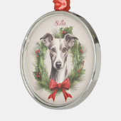 Greyhound Whippet Christmas Pet Memorial Hondenras Metalen Ornament (Links)