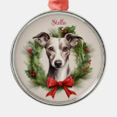 Greyhound Whippet Christmas Pet Memorial Hondenras Metalen Ornament (Voorkant)
