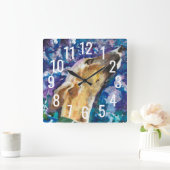 Greyhound Whippet Clock, Fawn Dog Vierkante Klok (Huis)
