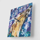 Greyhound Whippet Clock, Fawn Dog Vierkante Klok (Hoek)
