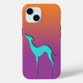 Greyhound Whippet dog blue oranje paarse ombre Case-Mate iPhone Case (Achterkant)