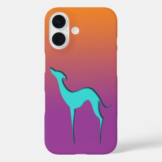 Greyhound Whippet dog blue oranje paarse ombre Case-Mate iPhone Case (Achterkant)