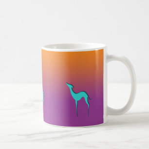 Greyhound Whippet dog blue oranje paarse ombre Koffiemok