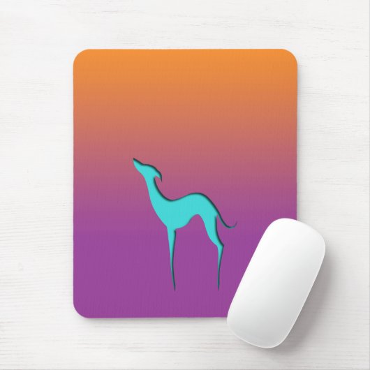 Greyhound Whippet dog blue oranje paarse ombre Muismat (Met muis)