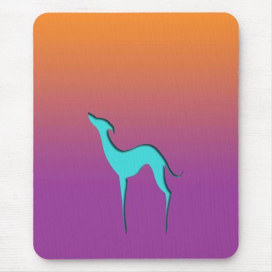 Greyhound Whippet dog blue oranje paarse ombre Muismat (Voorkant)