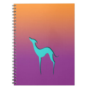 Greyhound Whippet dog blue oranje paarse ombre Notitieboek