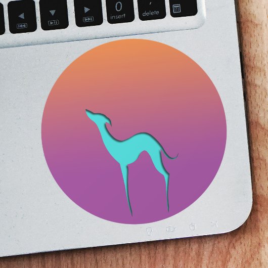 Greyhound Whippet dog blue oranje paarse ombre Ronde Sticker